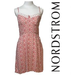 As U‎ Wish Y2K Ditsy Floral Lace Trim Milkmaid Spaghetti Strap Corset Lace Dress
